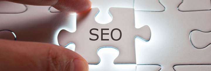 Puzzle piece fitting into spots for better SEO.